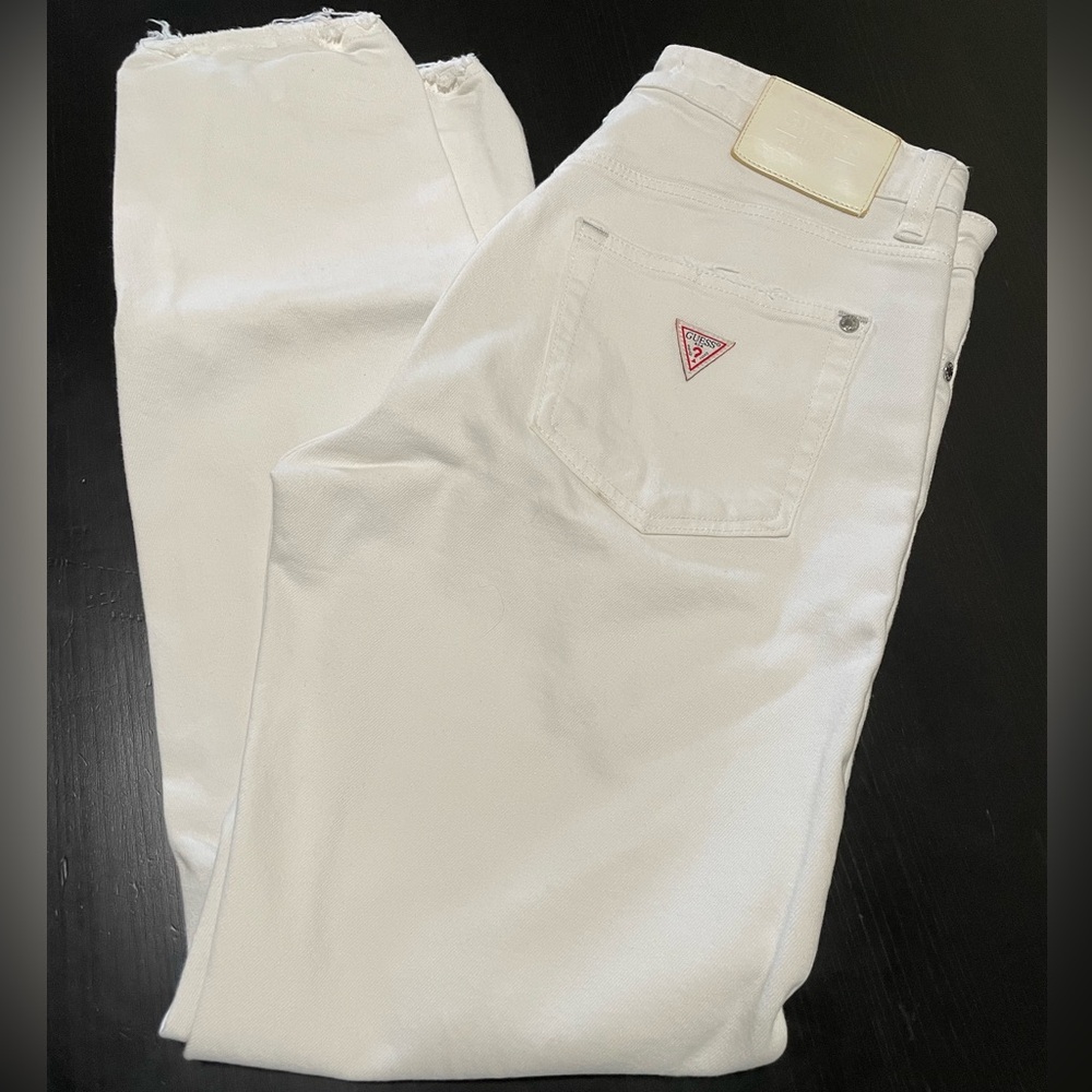 Guess White High Rise Straight Leg Jeans